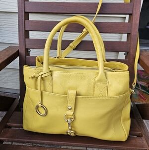 EUC Lodis yellow texas leather Morgan Satchel with crossbody strap.